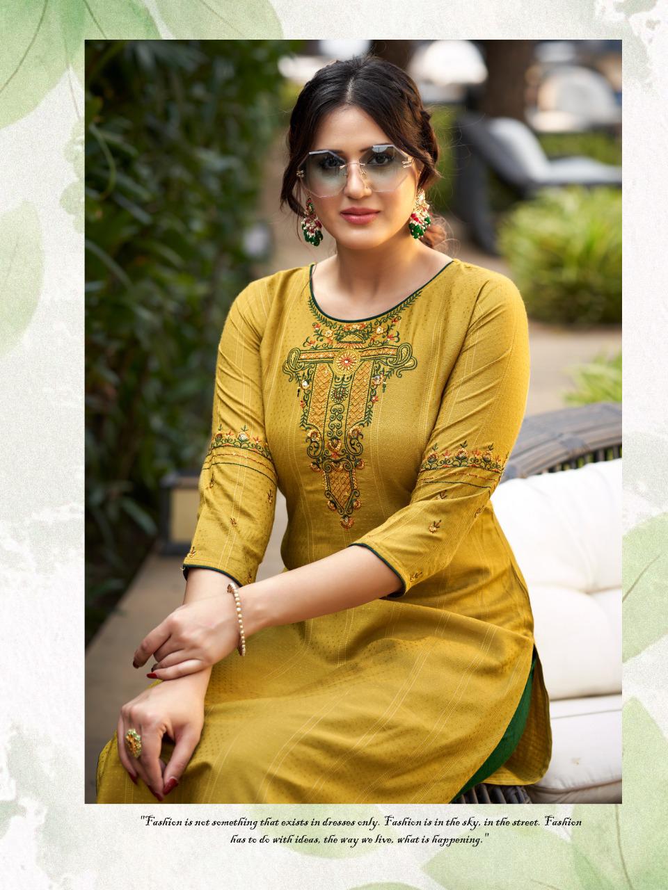 Ladies Flavour Saanvi 2 Ethnic Wear Rayon Weaving  Kurti With Bottom Collection